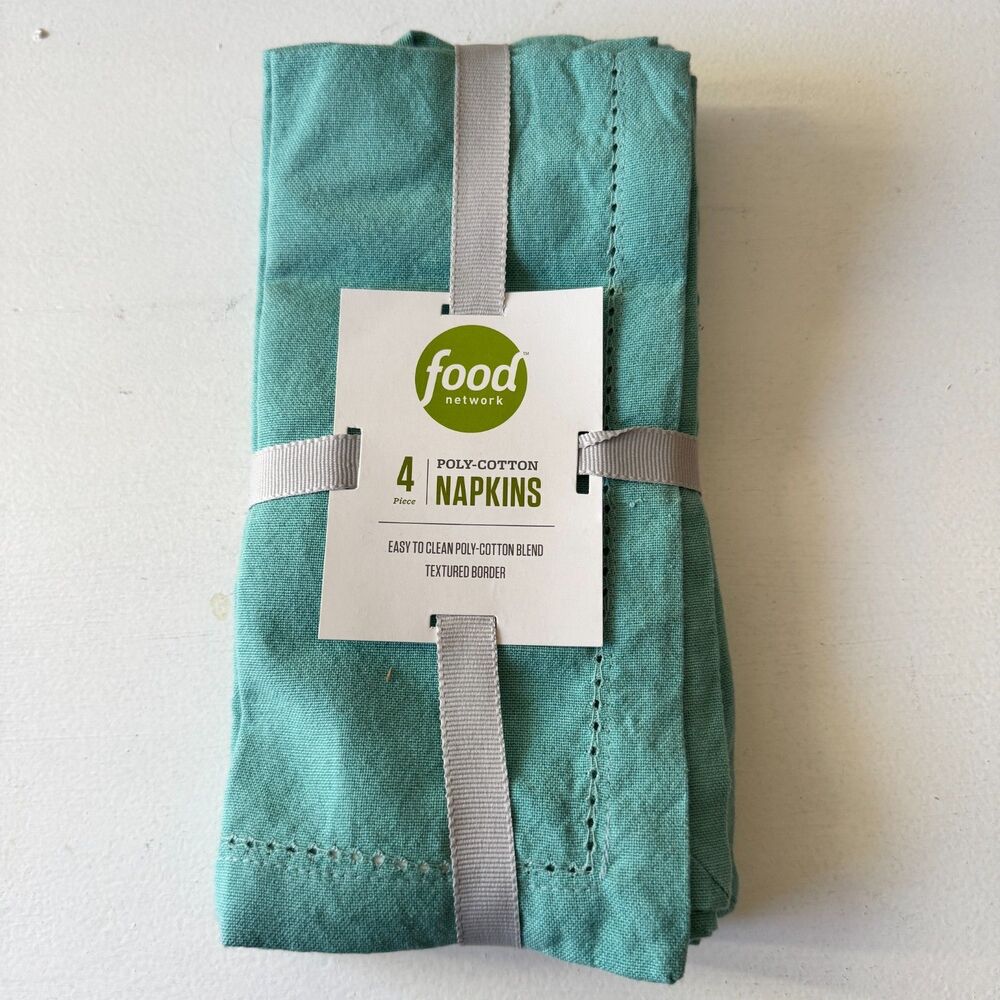 Food Network Fabric Dinner Napkins Set of 4 Woven Blue 20x20